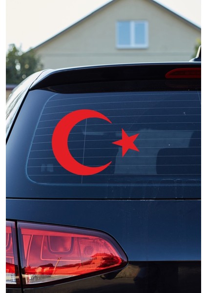 Ay Yıldız Oto Cam Sticker Kırmızı 25*19 cm