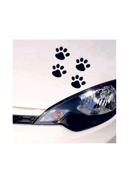 Kedi Pati Izi Oto Sticker Siyah 8 Adet 15*15 cm
