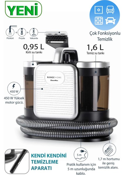 Range GleamMax Spot Cleaner Koltuk Halı Ve Leke Çıkartma Makinesi (YENİ)