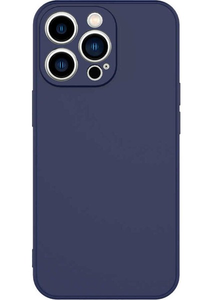 iPhone 13 Pro Max Kılıf Lansman Içi Kadife Kamera Korumalı Mara Silikon Kılıf-Lacivert