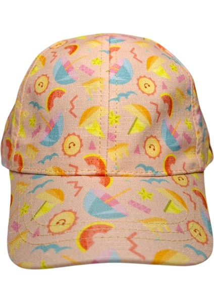 Spteks Kitti 1-3 Yaş Kız Çocuk Somon Renk Desenli Yazlık Şapka fiyatları