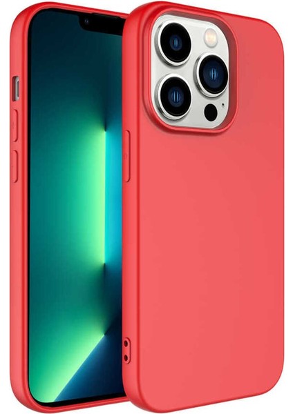 iPhone 14 Pro Max Kılıf Lansman Içi Kadife Mara Silikon Kılıf-Kırmızı