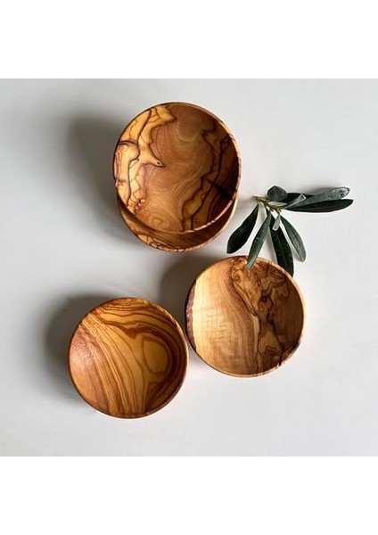 Zeytin Ağacı Sos Tabağı, 4'lü Set Sos Tabağı, Dekoratif El Yapımı Daldırma Tabağı