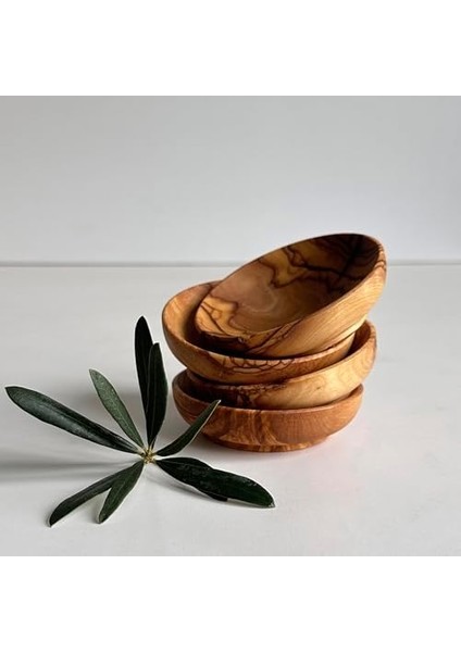Zeytin Ağacı Sos Tabağı, 4'lü Set Sos Tabağı, Dekoratif El Yapımı Daldırma Tabağı