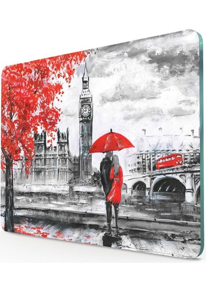 England Kırmızı Görünümlü | Cam Kesme Tahtası - Kesim Tablası | 20 x 30 cm