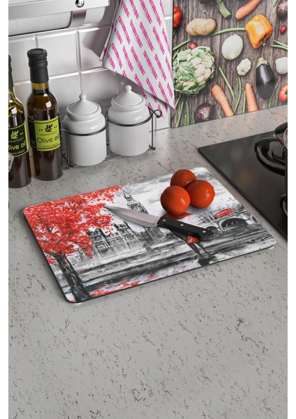 England Kırmızı Görünümlü | Cam Kesme Tahtası - Kesim Tablası | 20 x 30 cm fiyatları