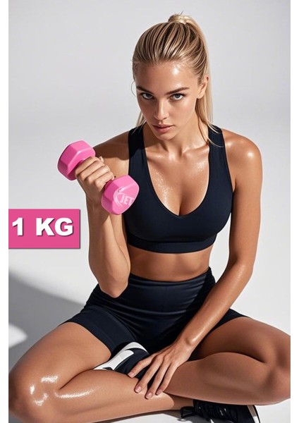 1 kg x 2 Adet Dambıl Seti Plastik Köşeli Dumbell Ağırlık Pilates ve Egzersiz Spor Ekipmanı