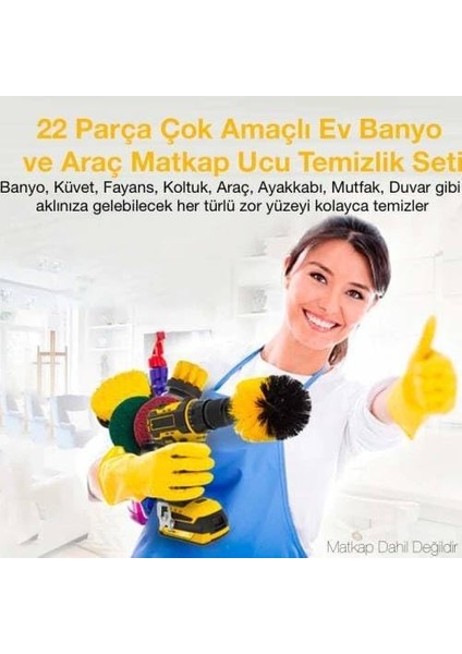 Mobile 22 Parça Koltuk, Duvar, Küvet Detaylı Temizlik Için Matkap Fırçaları,çok Amaçlı Temizlik Seti