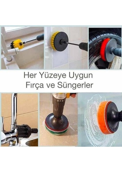 Mobile 22 Parça Koltuk, Duvar, Küvet Detaylı Temizlik Için Matkap Fırçaları,çok Amaçlı Temizlik Seti