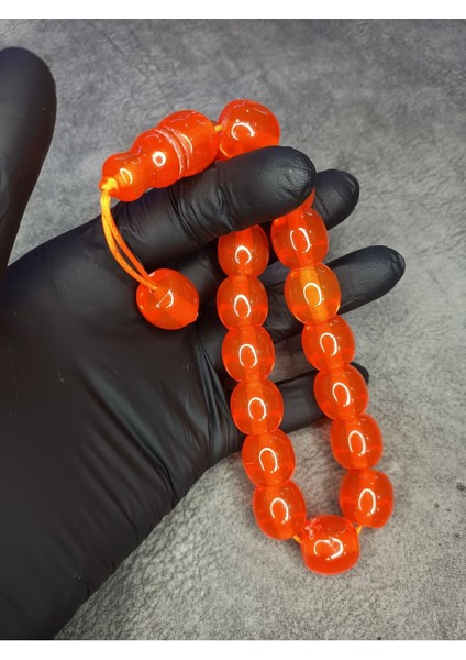 Maskot Üst Düzey Turuncu Toz Kehribar Tesbih