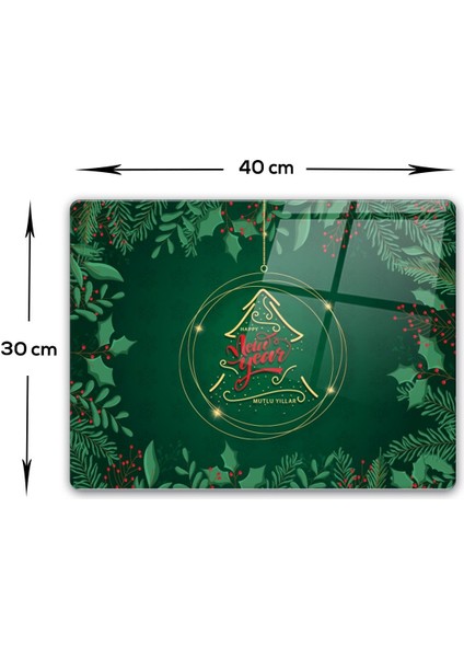 Cam Kesme Tahtası - Cam Kesme Tablası | Happy New Year - Yeşil | 30CM x 40CM fırsatları