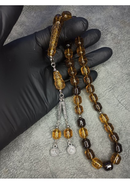 Toprak Fosilli Üst Düzey Toz Kehribar Tesbih