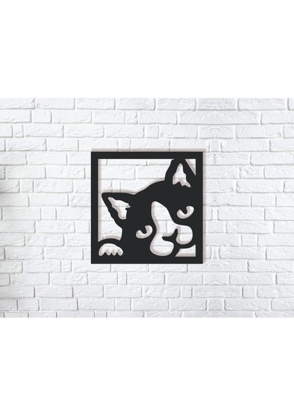 Sevimli Kedi Ahşap Duvar Süsü Tablo Hediyelik Eşya Mdf Cnc Kesim Dekoru