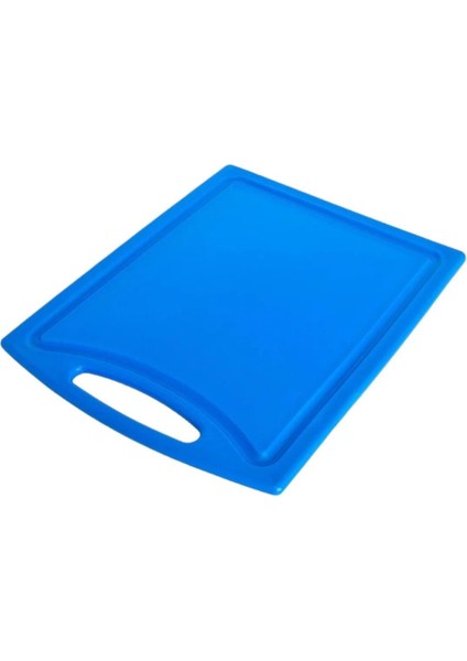Polietilen Kesme Tahtası 32,5 x 26,5 x 1 cm Oluklu Tutacaklı - Mavi