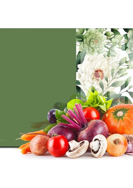 Cam Kesme Tahtası ve Sunumluk ve Sunum Tabağı Vintage Yeşil Çiçek 30X40 cm fiyatları