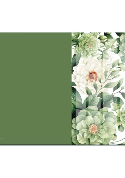 Cam Kesme Tahtası ve Sunumluk ve Sunum Tabağı Vintage Yeşil Çiçek 30X40 cm modelleri