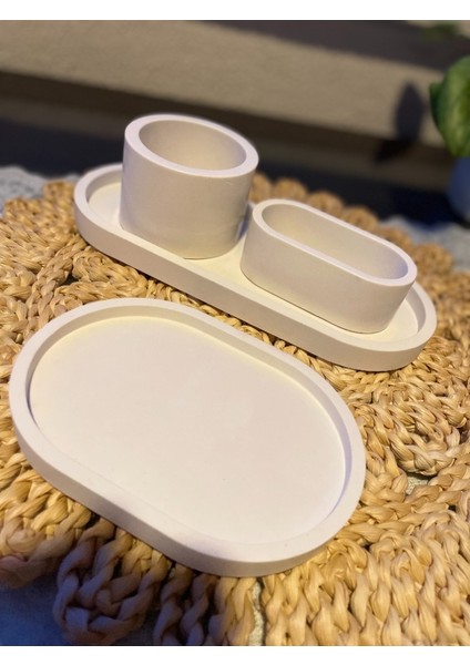 4'lü Beton Organizer Seti – Minimalist Tasarım
