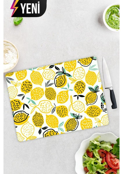 Sarı Limonlar | Cam Kesme Tahtası - Cam Kesme Tablası | 30CM x 40CM fiyatları