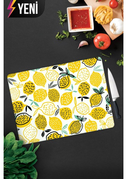 Sarı Limonlar | Cam Kesme Tahtası - Cam Kesme Tablası | 30CM x 40CM modelleri