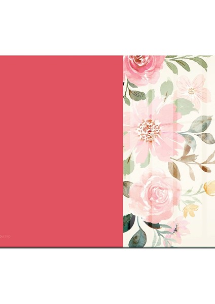 Cam Kesme Tahtası ve Sunumluk ve Sunum Tabağı Vintage Pembe Çiçek 30X40 cm