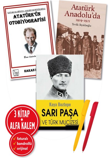 Alfa Kalem+Hakan Karcı 3kitap(Atatürk'ün Otobiyografisi+Atatürk Anadolu’da+Sarıpaşa ve Türkmucizesi)