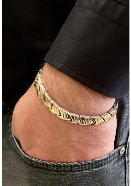 Trend Model Sade Şık Çelik Paslanmaz Erkek Bileklik 21 cm