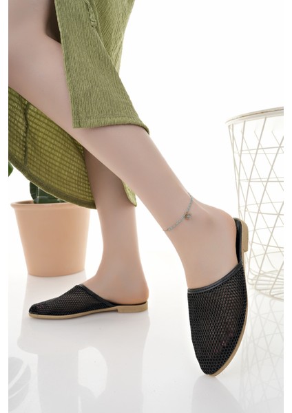 Kadın Terlik Siyah Şık Ev Iş Ofis Dış Mekan Günlük Terlik