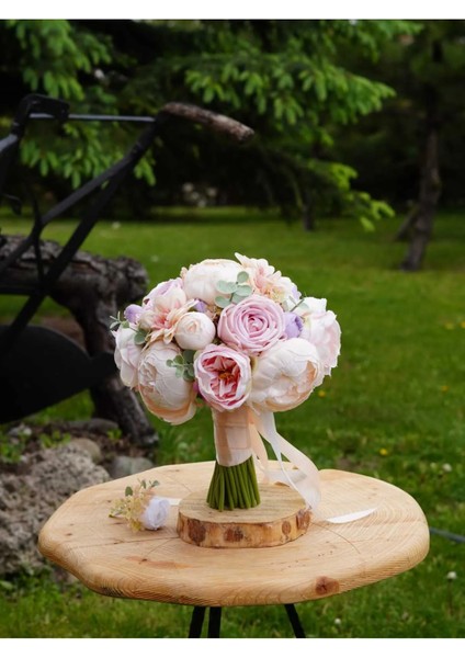 Gelin Çiçeği Gelin Buketi Nikah Çiçeği Pudra Pembe Lila Krem Yapay Çiçek Yaka Çiçeği