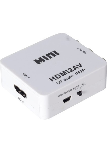 Hdmı To Rca Çevirici Converter Mini Model Plastik Kasa 1920X1080