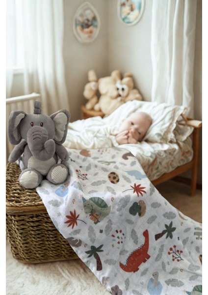 Çok Amaçlı Müslin Bebek Örtüsü & Battaniyesi | 60X95 cm Pamuk, 3 Katlı, , Hayvan Desenli Bebek Müslin Örtü fırsatları