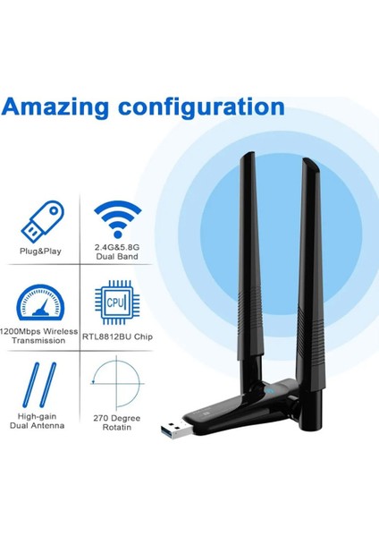 PL-9340 AC1200 867MBPS 5ghz + 300MBPS 2.4 Ghz Çift Anten Wireless USB Adaptör fiyatları