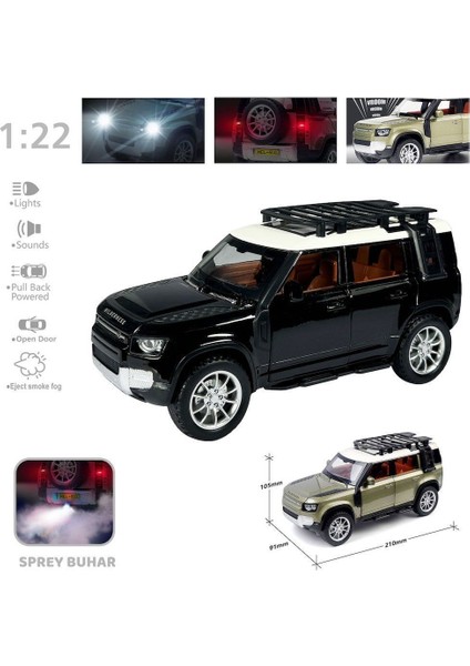 HCL510A Çek Bırak 1:22 Sesli ve Işıklı Buharlı Df Metal Jeep