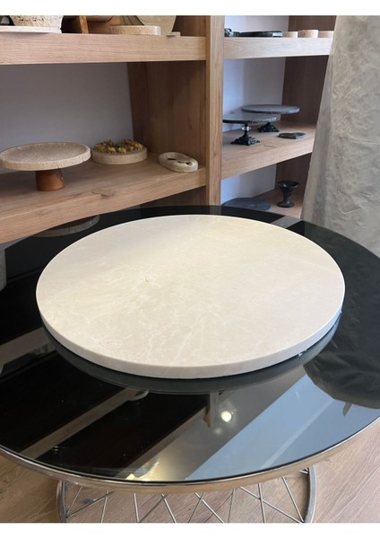 Bej Mermer Büyük Boy Sunumluk (50 cm Çap) modelleri