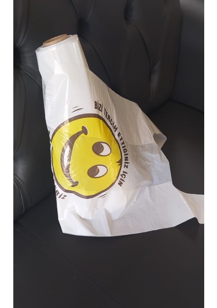 Büyükboy Gülenyüz Baskılı Poşet Market Manav Hışır Atlet Poşet (27X55 Cm)