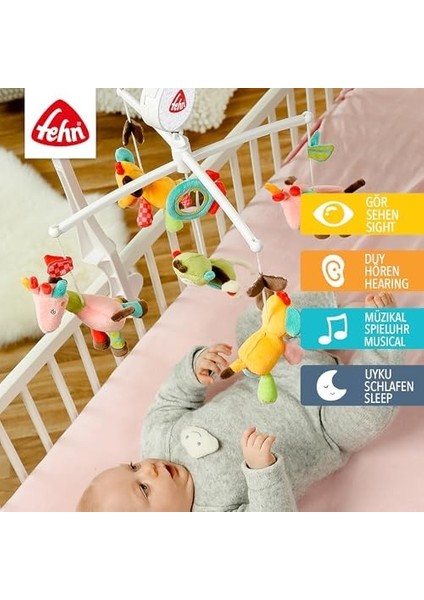 Safari, Müzikli Dönence - Sevimli Hayvanlı Bebek Müzikli Oyuncak - Bebek Dönencesi Müzik Kutusu Melodisi "brahms Wiegenlied" - 0-5 Aylık Bebekler Için