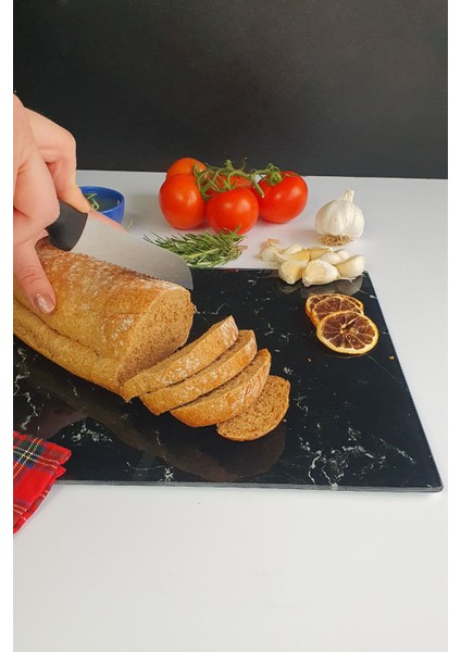 Siyah Mermer Görünümlü | Cam Kesme Tahtası - Cam Kesme Tablası | 29CM x 34CM fiyatları