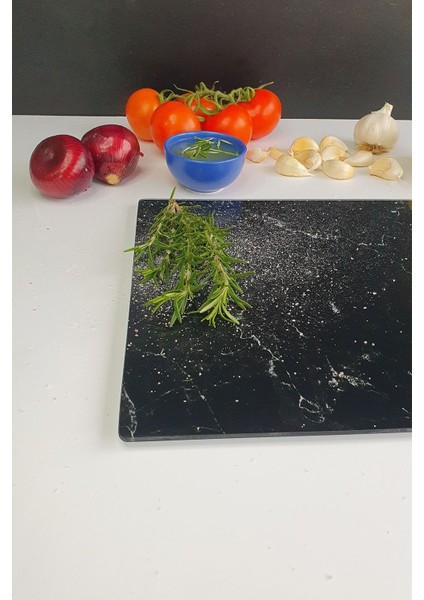 Siyah Mermer Görünümlü | Cam Kesme Tahtası - Cam Kesme Tablası | 29CM x 34CM fırsatları