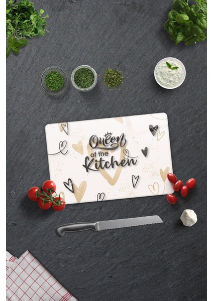 Cam Kesme Tahtası - Cam Kesme Tablası | Queen Of The Kitchen - Krem | 20CM x 30CM fiyatları