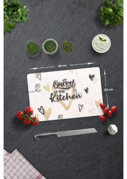 Cam Kesme Tahtası - Cam Kesme Tablası | Queen Of The Kitchen - Krem | 20CM x 30CM modelleri