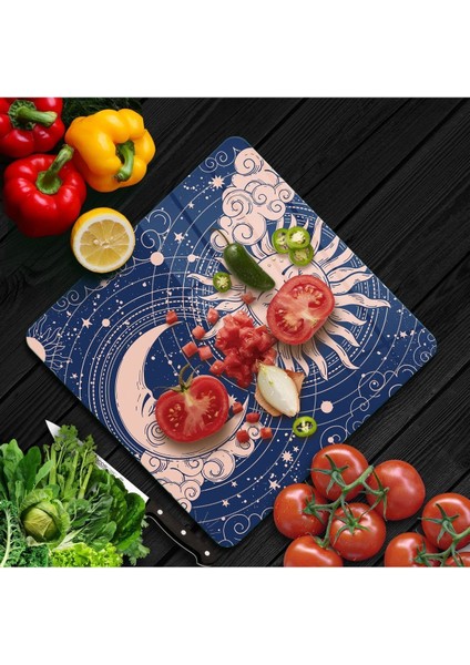 Cam Kesme Tahtası Kare Mavi Horoscope Desenli fiyatları
