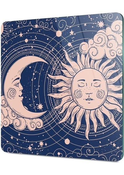 Cam Kesme Tahtası Kare Mavi Horoscope Desenli fırsatları