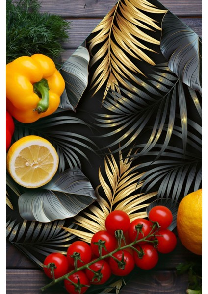 Cam Kesme Tahtası ve Sunum Tablası Siyah Gold Çiçek Desenli fiyatları