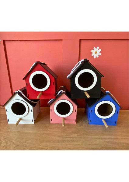 Ahşap Dekoratif Kuş Evi Yuvası, Yuvalık, Balkon , Bahçe Aksesuarı 5'li