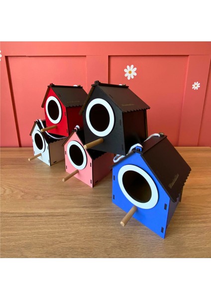 Ahşap Dekoratif Kuş Evi Yuvası, Yuvalık, Balkon , Bahçe Aksesuarı 5'li modelleri