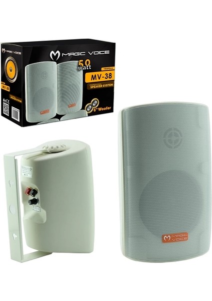 Magıcvoıce Mv-38 11 cm 50 W Beyaz Sütun Hop 2li Takım Trafolu