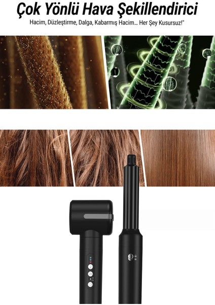 7 In 1 Hava Üflemeli Saç Düzleştirici Şekillendirici Airwrap Compact Saç Kurutma Fön Makinesi