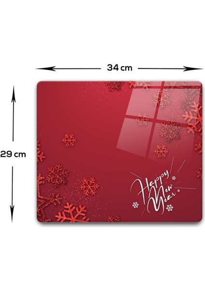 Cam Kesme Tahtası - Cam Kesme Tablası | Happy New Year Kırmızı | 29CM x 34CM fırsatları