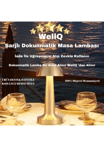 Şarjlı Dokunmatik Masa Lambası (Gold)