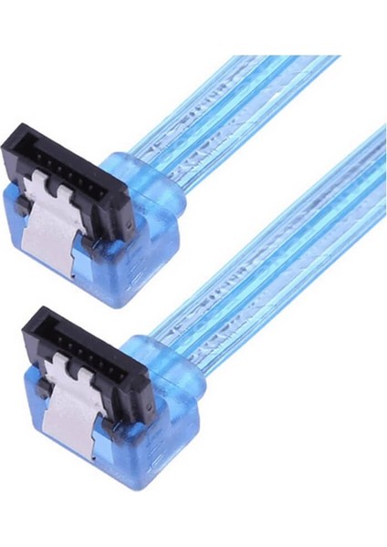 2 Adet - 50CM Sata 3.0 Data Kablosu - Iki Ucu 90 Derece L Tipi HDD SSD Bağlantı Kablosu