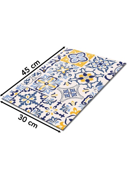 Mavi Çini Desen Cam Kesme Tahtası, Silikon Ayaklı, Sunum Kesim Doğrama Tablası, Temperli ve Rodajlı fiyatları